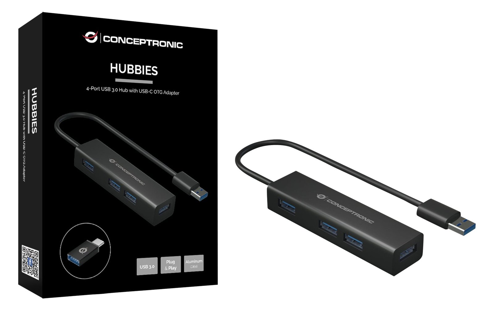 Conceptronic HUBBIES06B - Hub - 4 x SuperSpeed USB 3.0