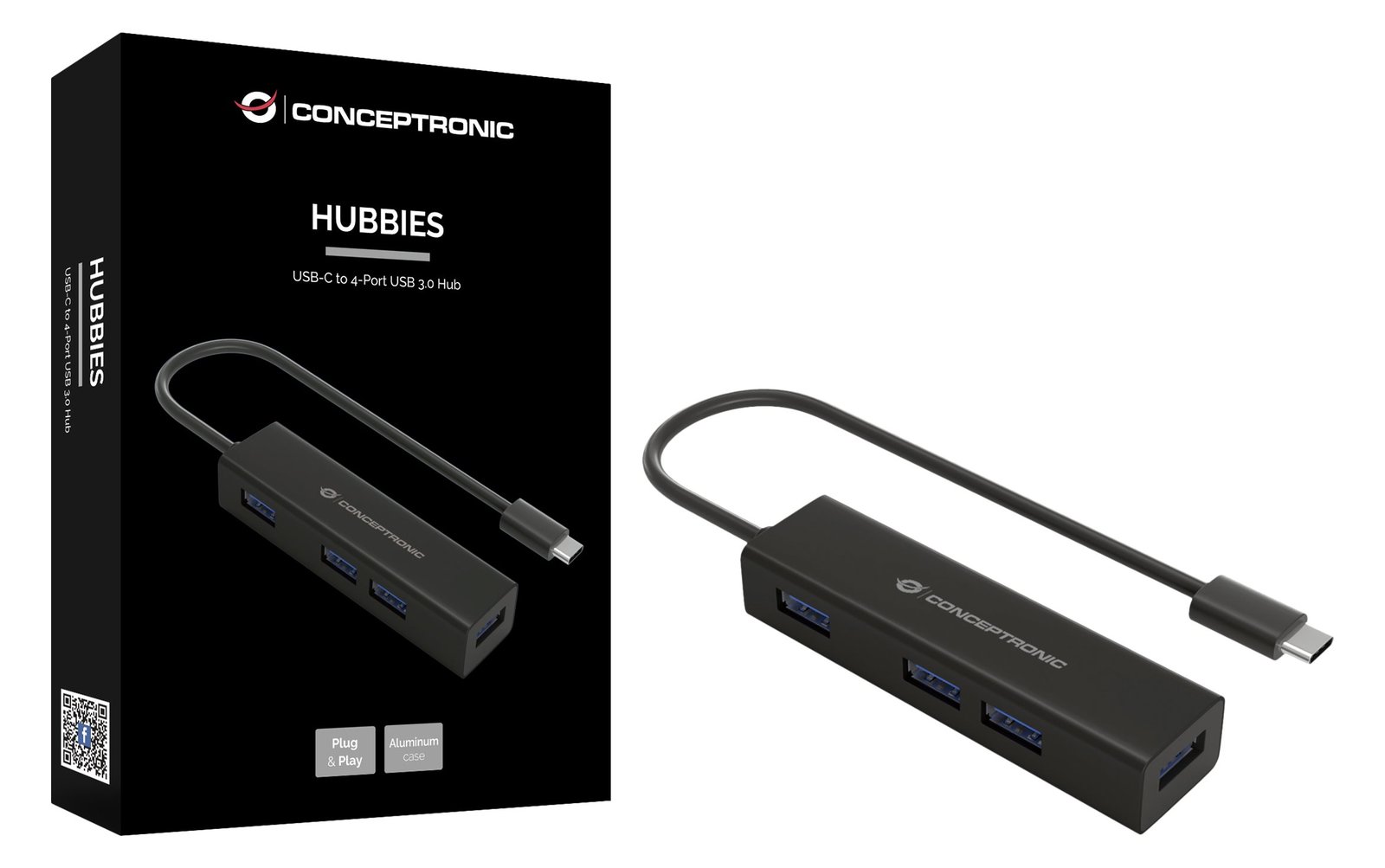 Conceptronic HUBBIES07B - Hub - 4 x SuperSpeed USB 3.0