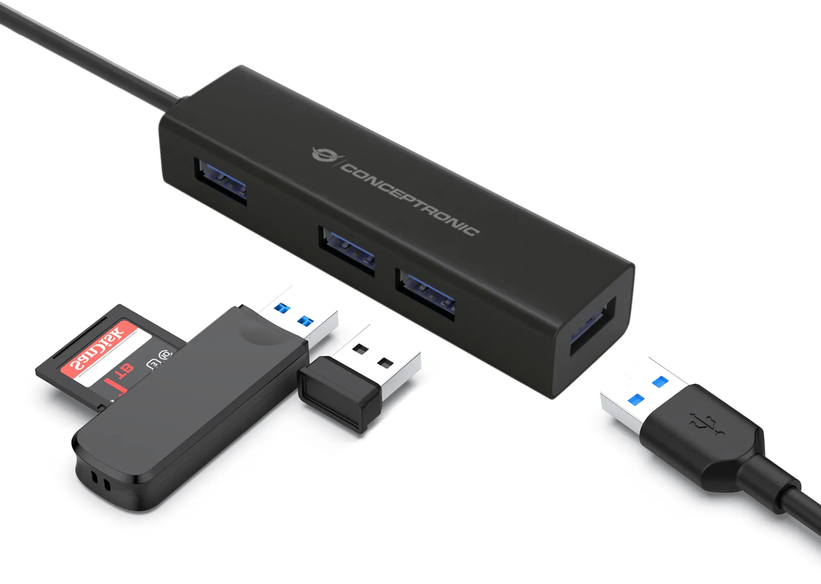 Conceptronic HUBBIES07B - Hub - 4 x SuperSpeed USB 3.0, Ansicht 4