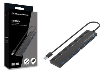 Conceptronic HUBBIES19BP 7-Port-USB 3.0-Hub mit Netzteil - 90 cm Kabel - einzelner Netzschalter - USB 3.2 Gen 1 von LumaTech