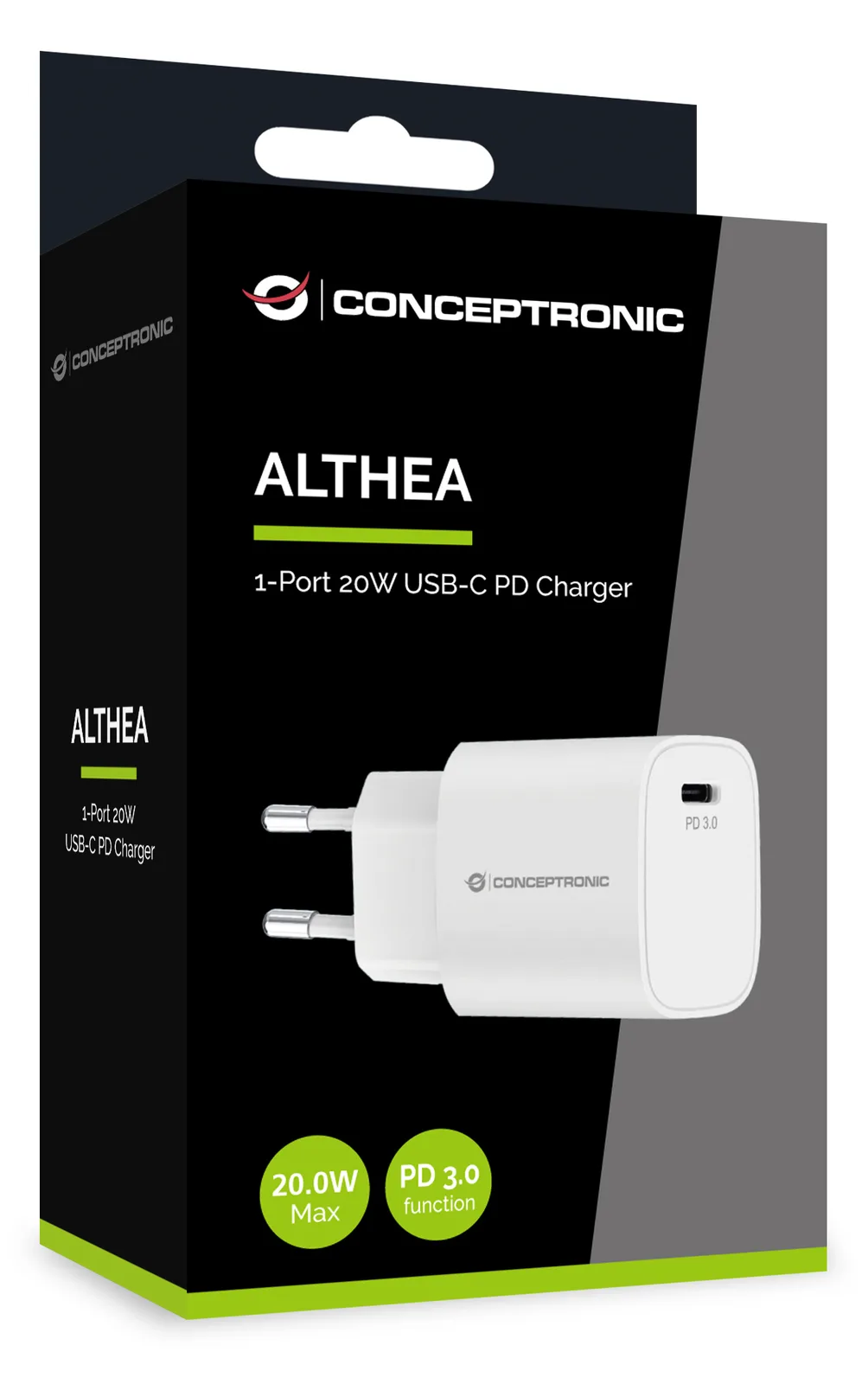 Conceptronic Ladegerät 1Port USB-C 20WPD3.0 Desk ws, Ansicht 3