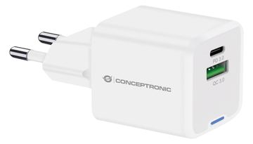 Conceptronic Ladegerät 2Port 20W 1xUSB-C 1xUSB-A 1.5m ws von LumaTech