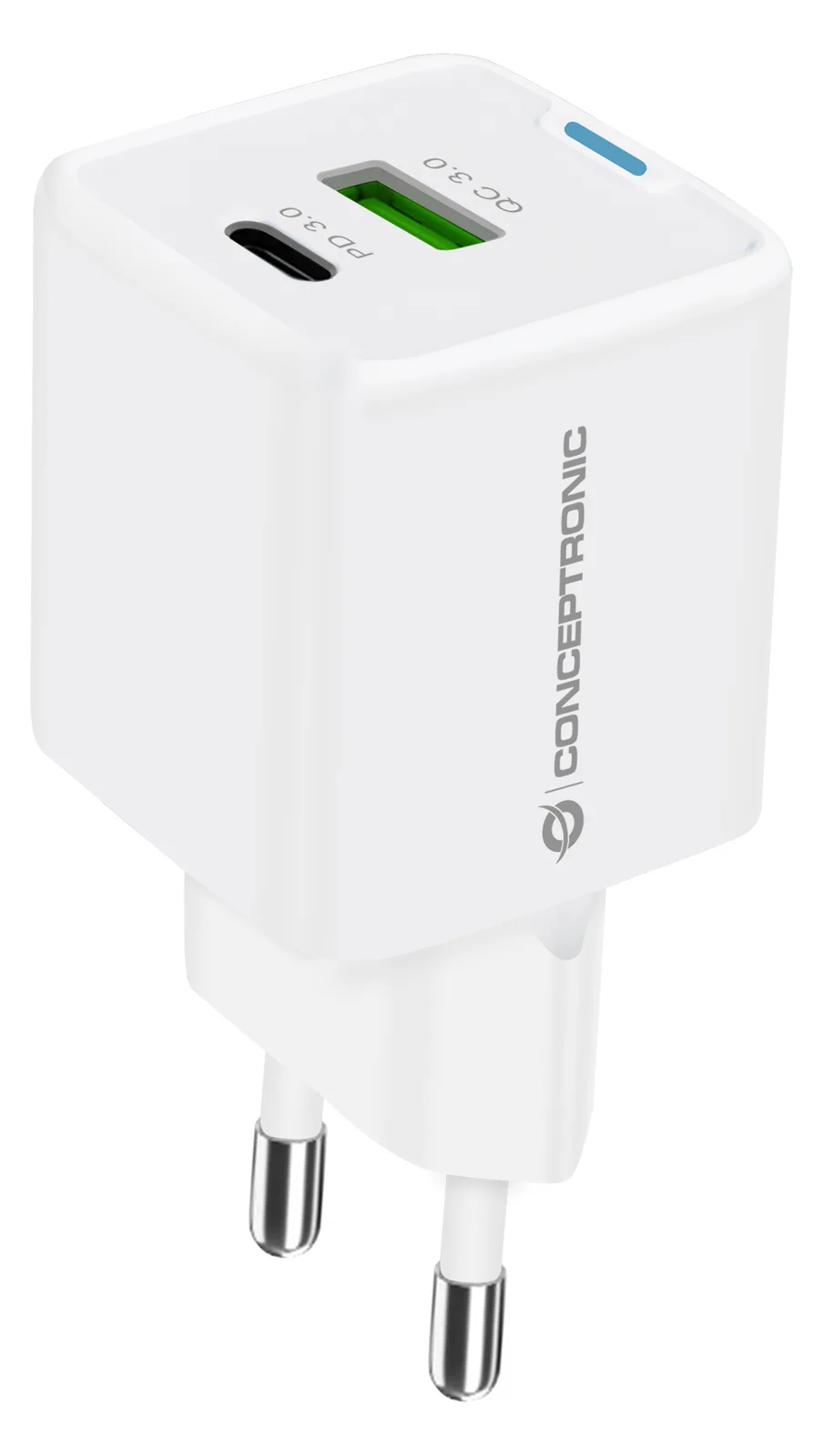 Conceptronic Ladegerät 2Port 33W 1xUSB-C 1xUSB-a+3-in-1 - weiß, Ansicht 2