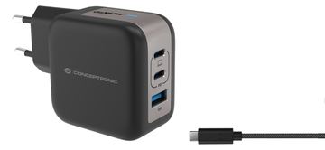 Conceptronic Ladegerät 3Port 67W 2xUSB-C 1xUSB-a+3-in-1 sw von LumaTech
