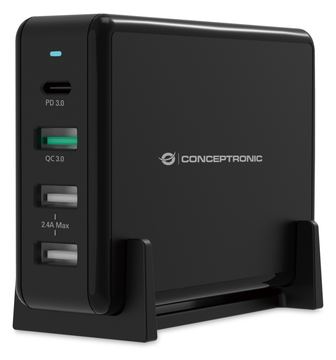 Conceptronic OZUL 4-Port 65W USB-PD Desktop-Ladegerät - Indoor - AC - 5 V - Schwarz von LumaTech