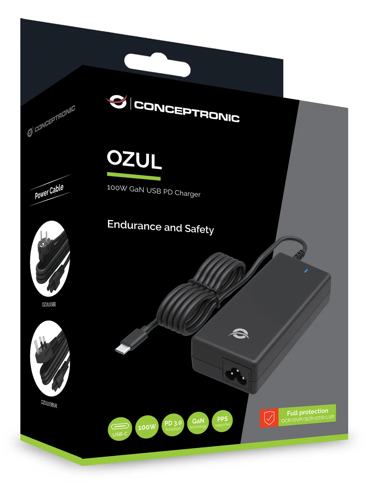 Conceptronic OZUL03BE 100W GaN USB PD Desktop-Ladegerät - Universal - Drinnen - 100 - 240 V - 50 - 60 Hz - 100 W, Ansicht 2