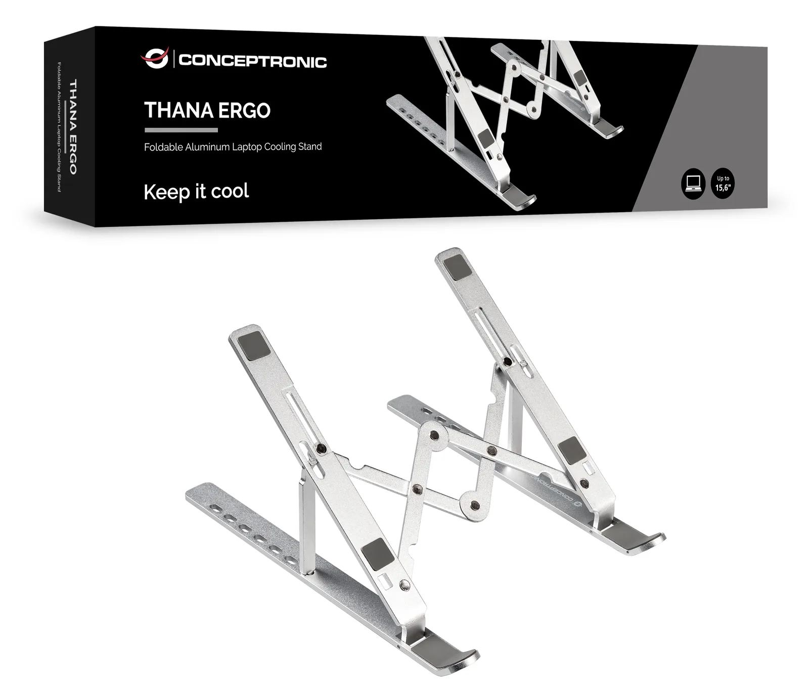 Conceptronic THANA04S ERGO Foldable Aluminum Laptop Cooling Stand, Ansicht 2