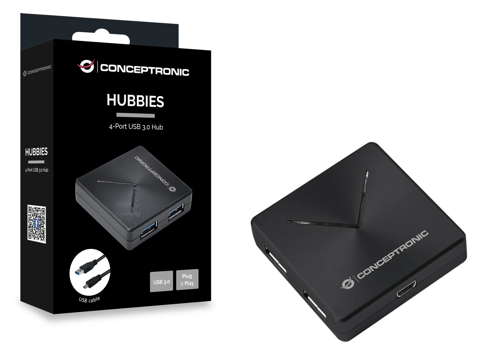 Conceptronic USB-Hub 4-Port 3.0 ->4x3.0+USB-B o.Netz. sw, Ansicht 4