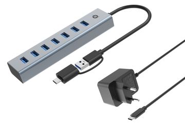 Conceptronic USB-Hub 7-Port 3.0 ->7x3.0+TypC 5Gbps m.Nz gr von LumaTech