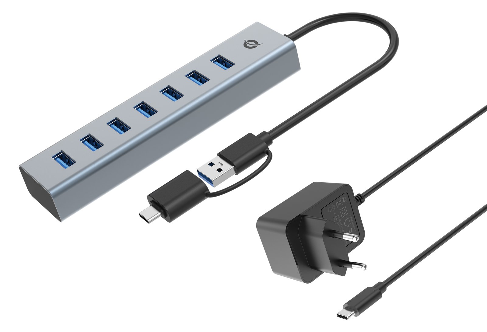Conceptronic USB-Hub 7-Port 3.0 ->7x3.0+TypC 5Gbps m.Nz gr