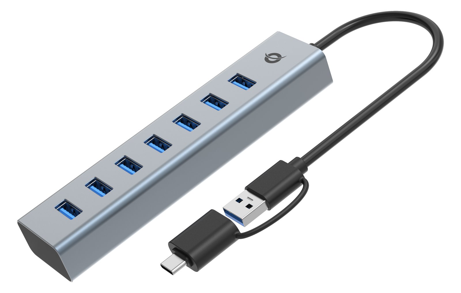 Conceptronic USB-Hub 7-Port 3.0/C->7x3.0+TypC 5Gbps o.Nz gr
