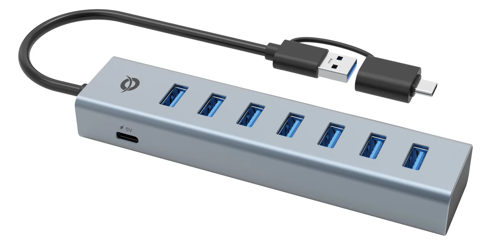 Conceptronic USB-Hub 7-Port 3.0/C->7x3.0+TypC 5Gbps o.Nz gr, Ansicht 2