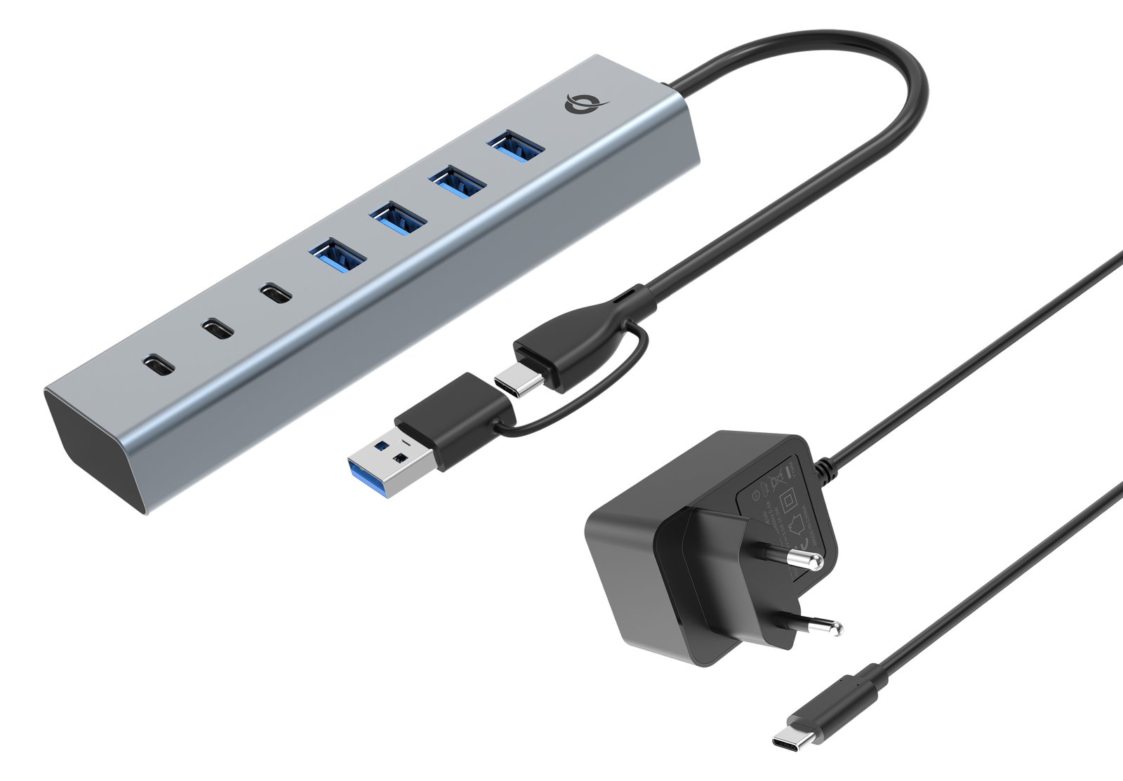 Conceptronic USB-Hub 7-Port 3.2/C->4x3.0 3xUSB-C m.Netz. gr