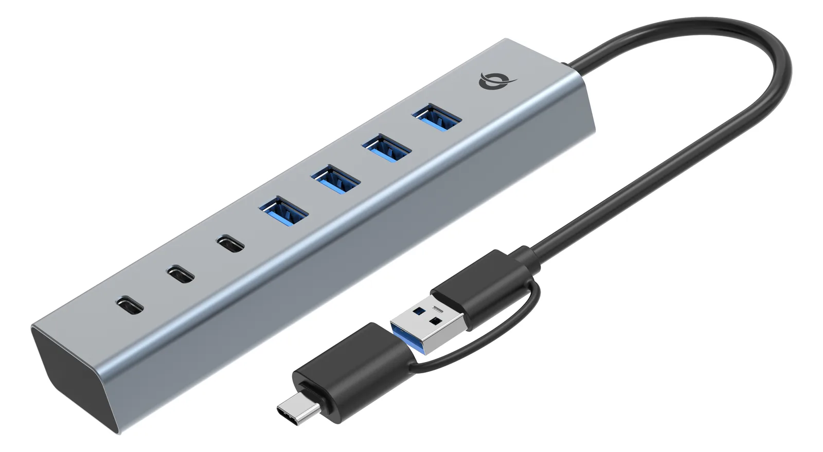 Conceptronic USB-Hub 7-Port 3.2/C->4x3.0 3xUSB-C m.Netz. gr, Ansicht 2