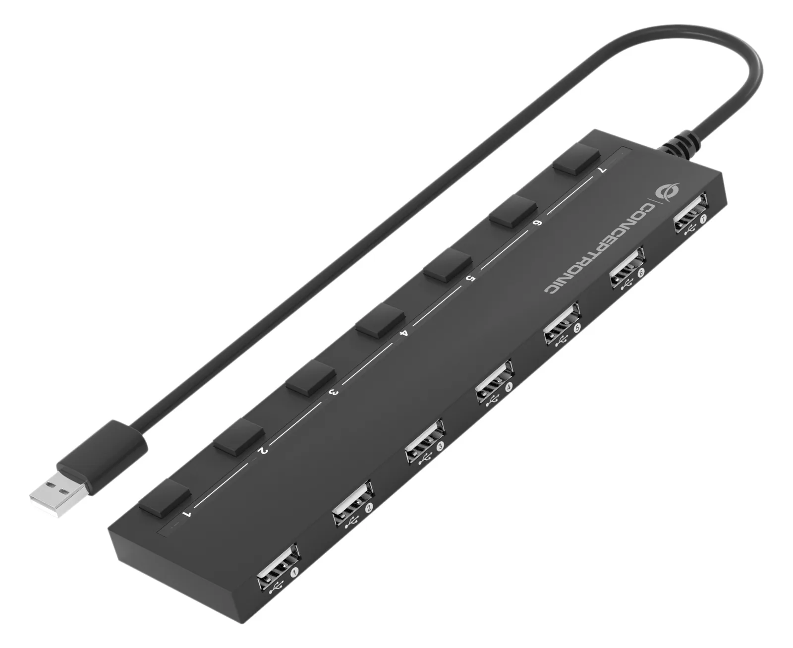 Conceptronic USB-Hub 7Port USB2.0+ Power Adapter - Hub - 7-Port, Ansicht 2