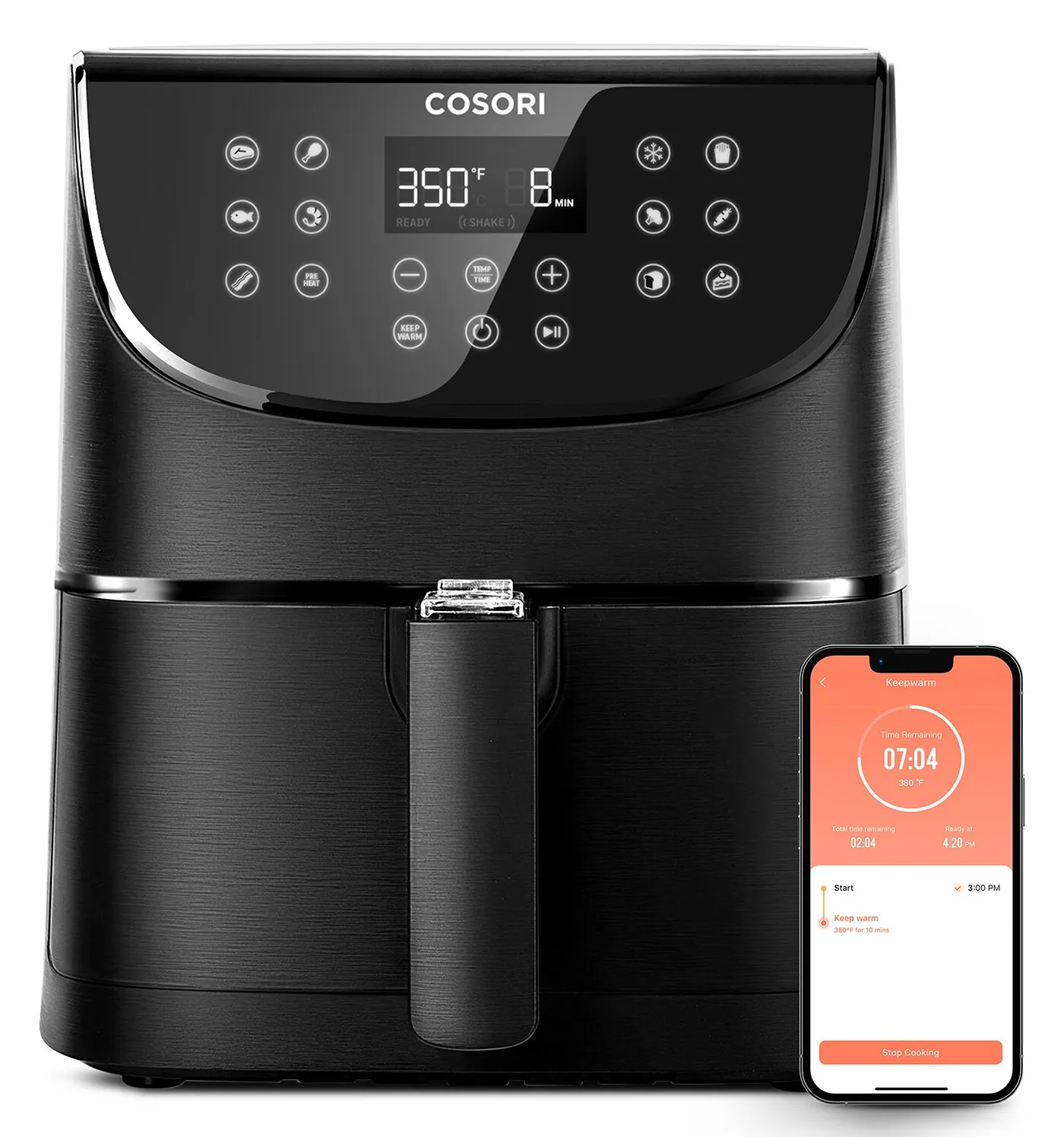 Cosori CS158-RXB - Heißluftfritteuse - 5,5 l - 77 °C - 204 °C - 60 min - Einzelbild, Ansicht 3