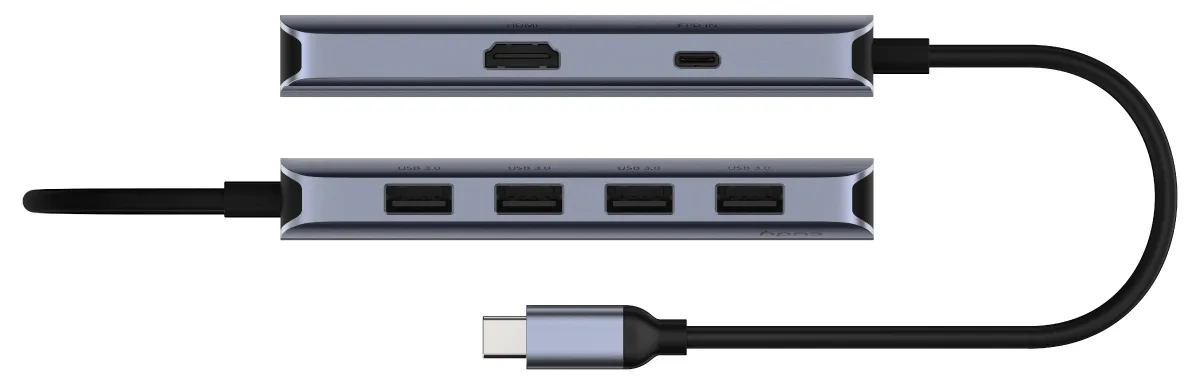 CUDY 6-IN-1 USB-C Hub 4K HDMI, UH500 - Hub - Router, Ansicht 3