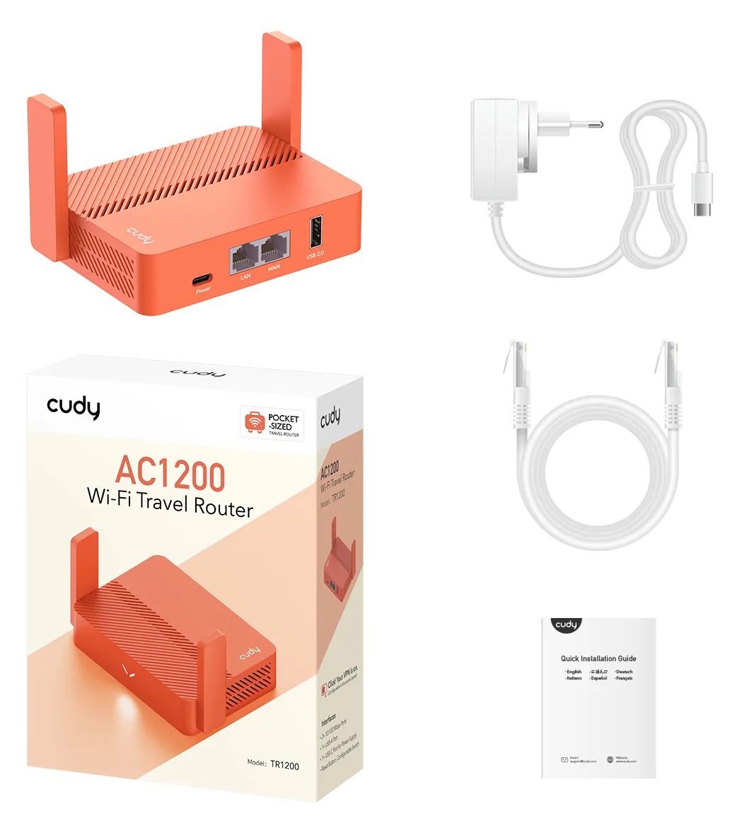 CUDY AC1200 wireless router Fast Ethernet Orange, Ansicht 3