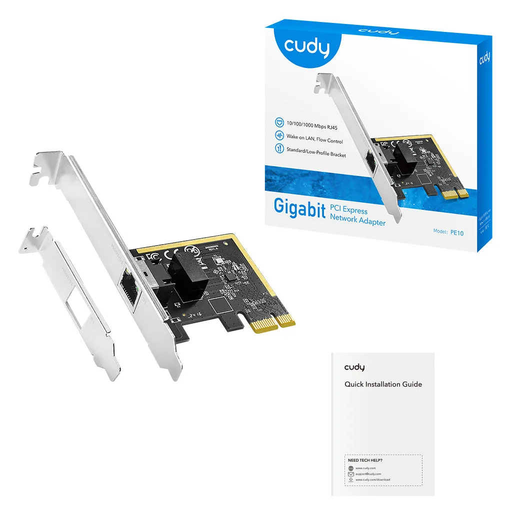 CUDY PE10 - Eingebaut - Kabelgebunden - PCI Express - Ethernet - 1000 Mbit/s, Ansicht 4