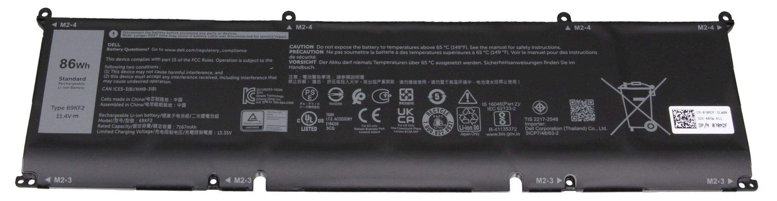 Dell 86Wh Lithium-ion battery 6-cell design - Batterie - 7.200 mAh