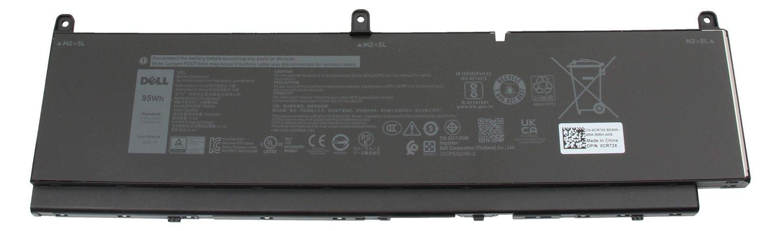 Dell 95Wh 6-cell lithium ion replacement battery for - Batterie - 7.920 mAh