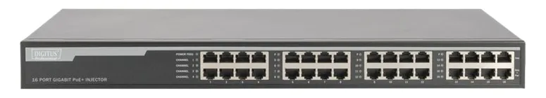 DIGITUS 16-Port Gigabit Ethernet PoE+ Injektor, 802.3at, 250 W, Ansicht 2