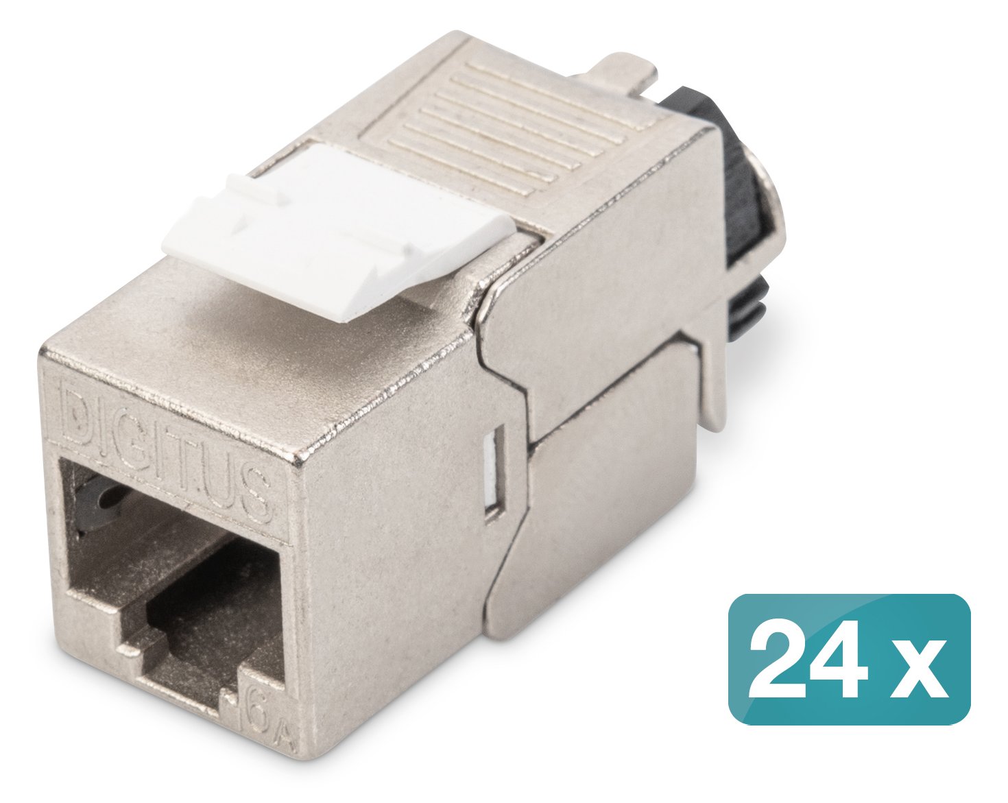 DIGITUS CAT 6A Keystone Modul, geschirmt mit intelligentem Kabelmanager, Set (24 Stück)