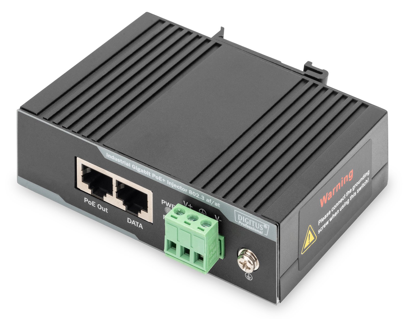 DIGITUS Industrieller Gigabit Ethernet PoE+ Injektor, 802.3 af/at, 60 W