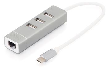 DIGITUS USB Type-C 3-Port Hub + Fast Ethernet LAN-Adapter von LumaTech