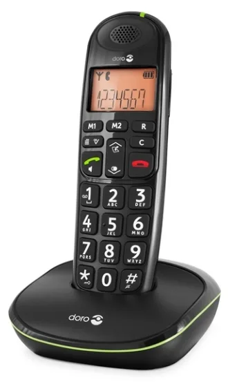Doro PhoneEasy 100w - Schnurlostelefon mit Rufnummernanzeige - Schwarz, Ansicht 2