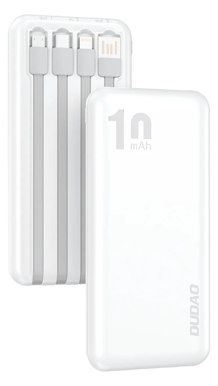 Dudao K6Pro Universal 10000mAh Power Bank with USB Cable Type C Lightning white, Ansicht 3