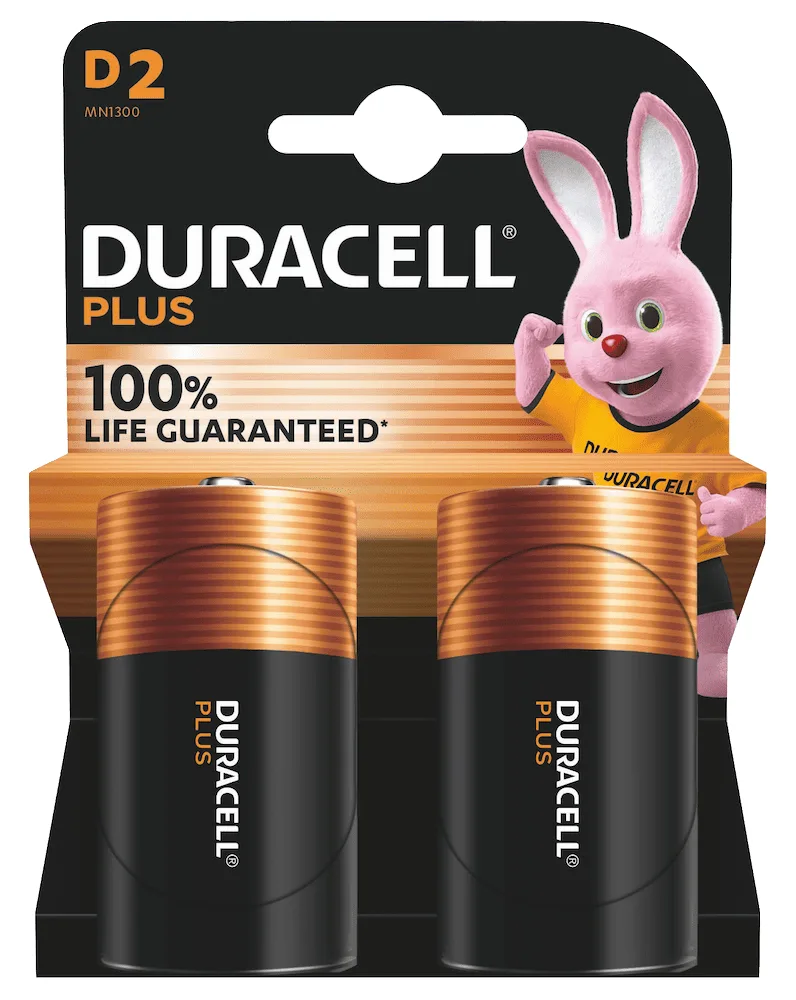 Duracell Plus 100 D - Einwegbatterie - D - Alkali - 1,5 V - 2 Stück(e) - Mehrfarbig, Ansicht 2
