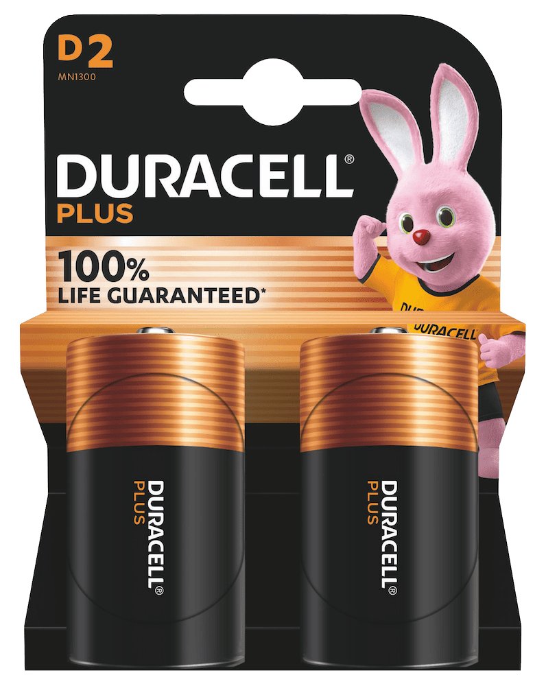 Duracell Plus 100 D - Einwegbatterie - D - Alkali - 1,5 V - 2 Stück(e) - Mehrfarbig
