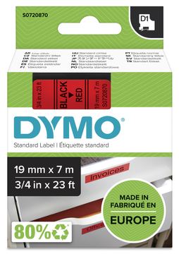 Dymo D1 - Glänzend - schwarz auf rot - Rolle (1,9 cm x 7 m) von LumaTech