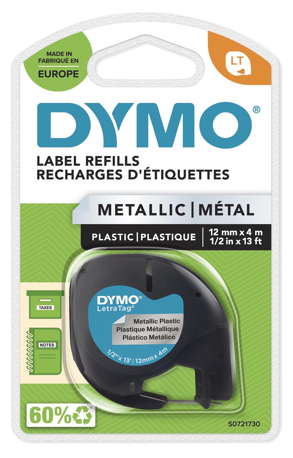 Dymo Esselte - Schwarz, Silber - Rolle (1,2 cm x 4 m) Band