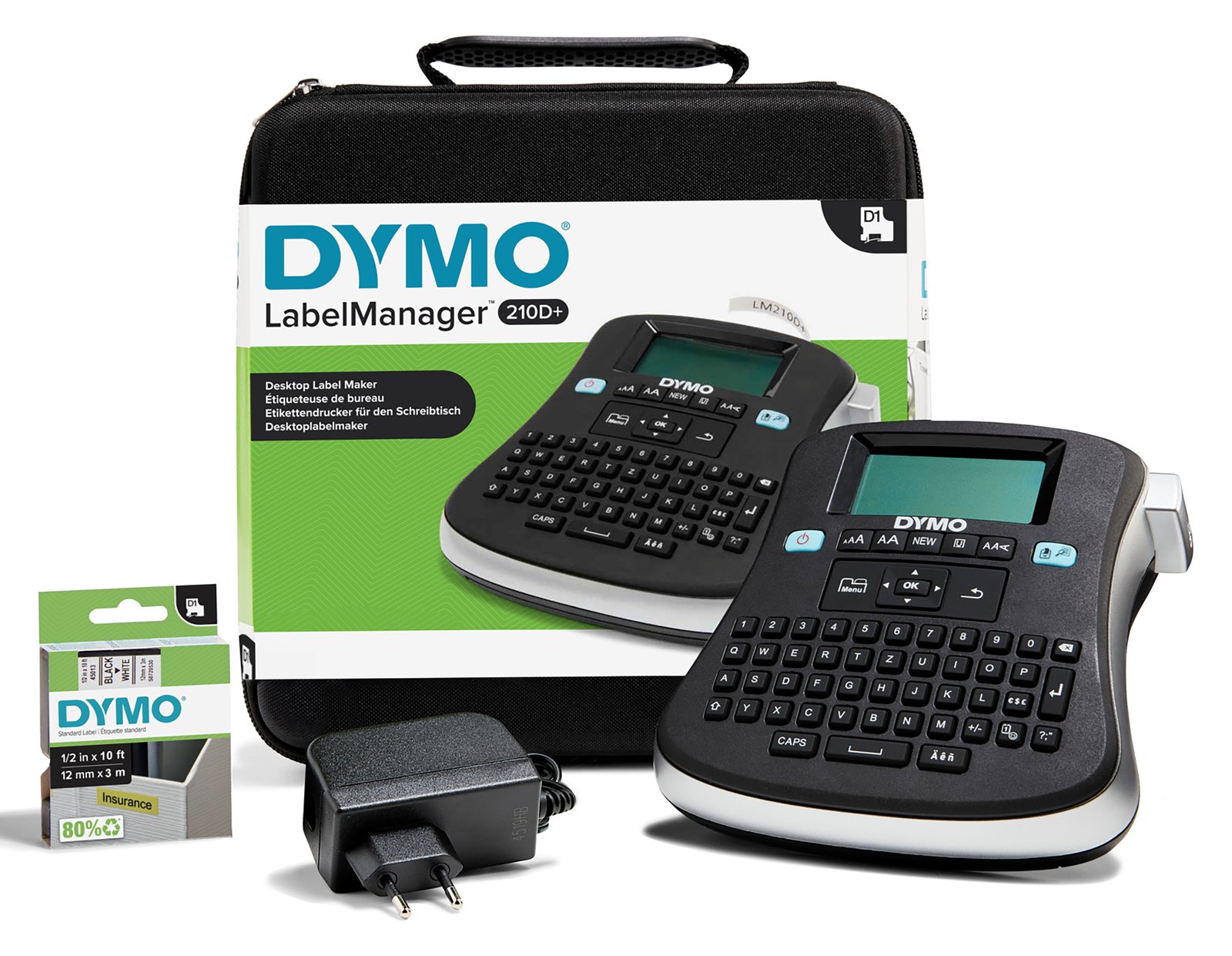 Dymo LabelMANAGER 210D - Beschriftungsgerät - s/w - Thermotransfer - Rolle (1,2 cm)