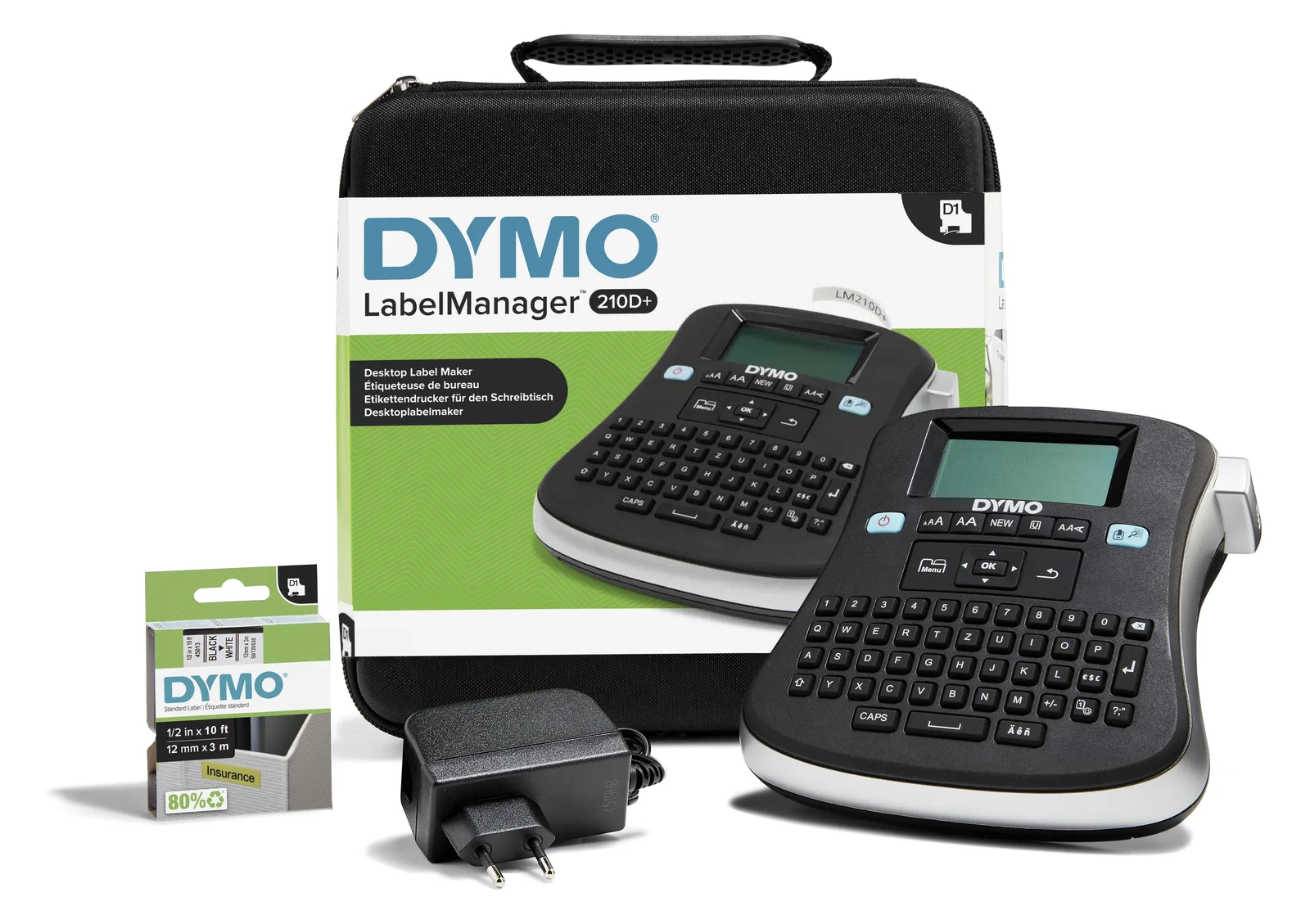 Dymo LabelMANAGER 210D - Beschriftungsgerät - s/w - Thermotransfer - Rolle (1,2 cm) - schwarz, grau QWERTZ, Ansicht 2