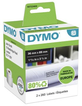 Dymo LabelWriter - Papier - permanenter Klebstoff - weiß - 36 x 89 mm 520 Etikett(en) (2 Rolle(n) von LumaTech