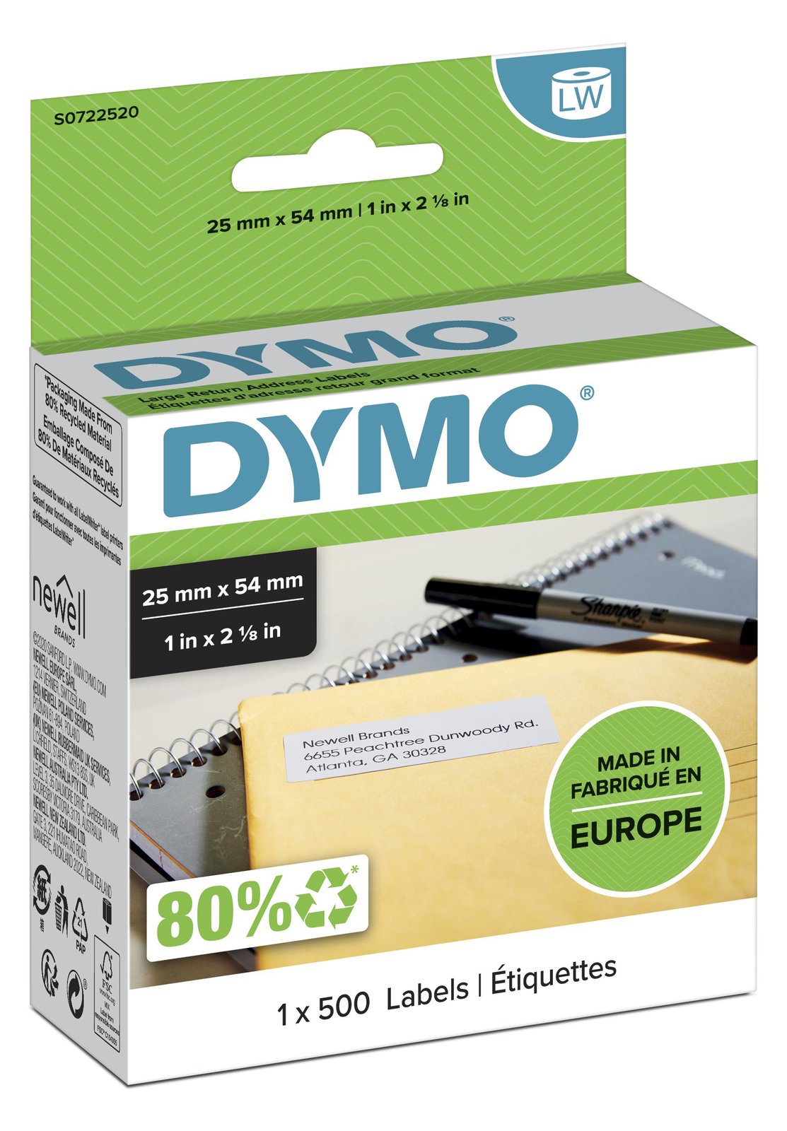 Dymo LabelWriter - Weiß - 25 x 54 mm 500 Etikett(en) (1 Rolle(n)