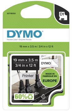 Dymo Nylon - Schwarz auf Weiß - Roll (1.2 cm x 3.5 m) 1 Kassette(n) Flexitape von LumaTech