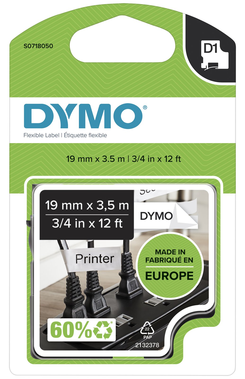 Dymo Nylon - Schwarz auf Weiß - Roll (1.2 cm x 3.5 m) 1 Kassette(n) Flexitape
