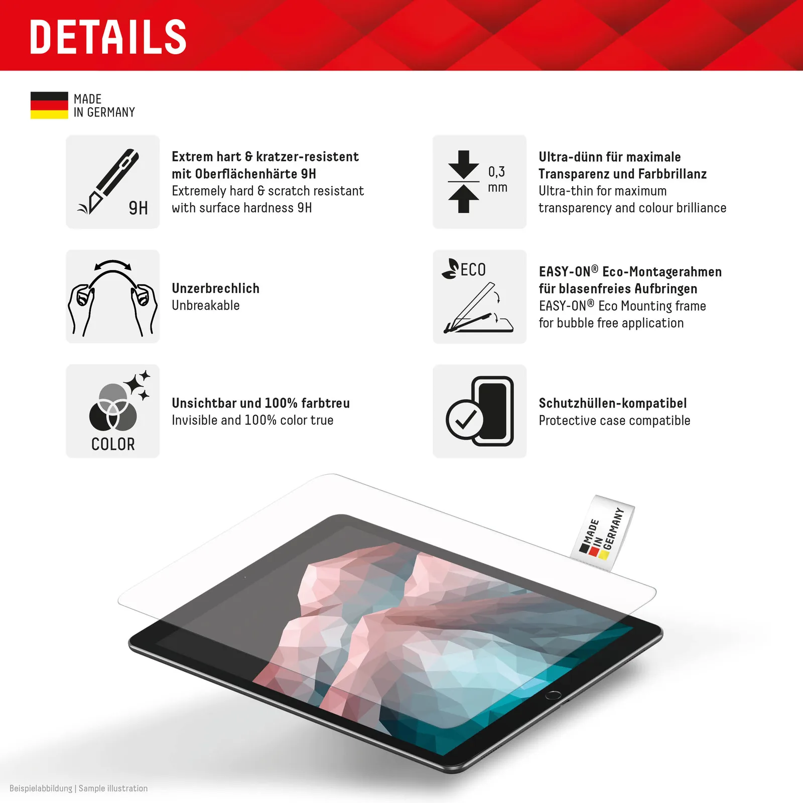 E.V.I. DISPLEX Tablet Glass Samsung Galaxy Tab A9+, Ansicht 3