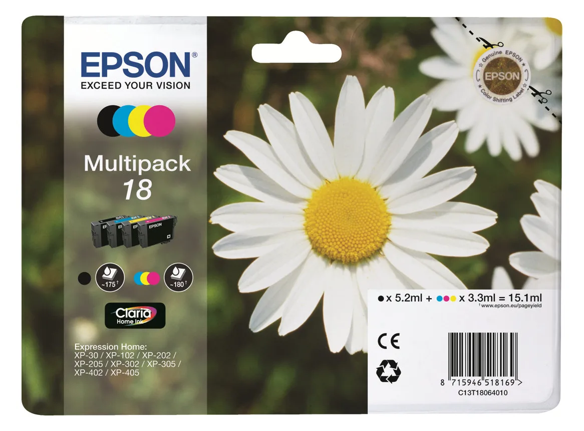 Epson 18 Multipack - 4er-Pack - 15.1 ml - Schwarz, Gelb, Cyan, Magenta, Ansicht 2
