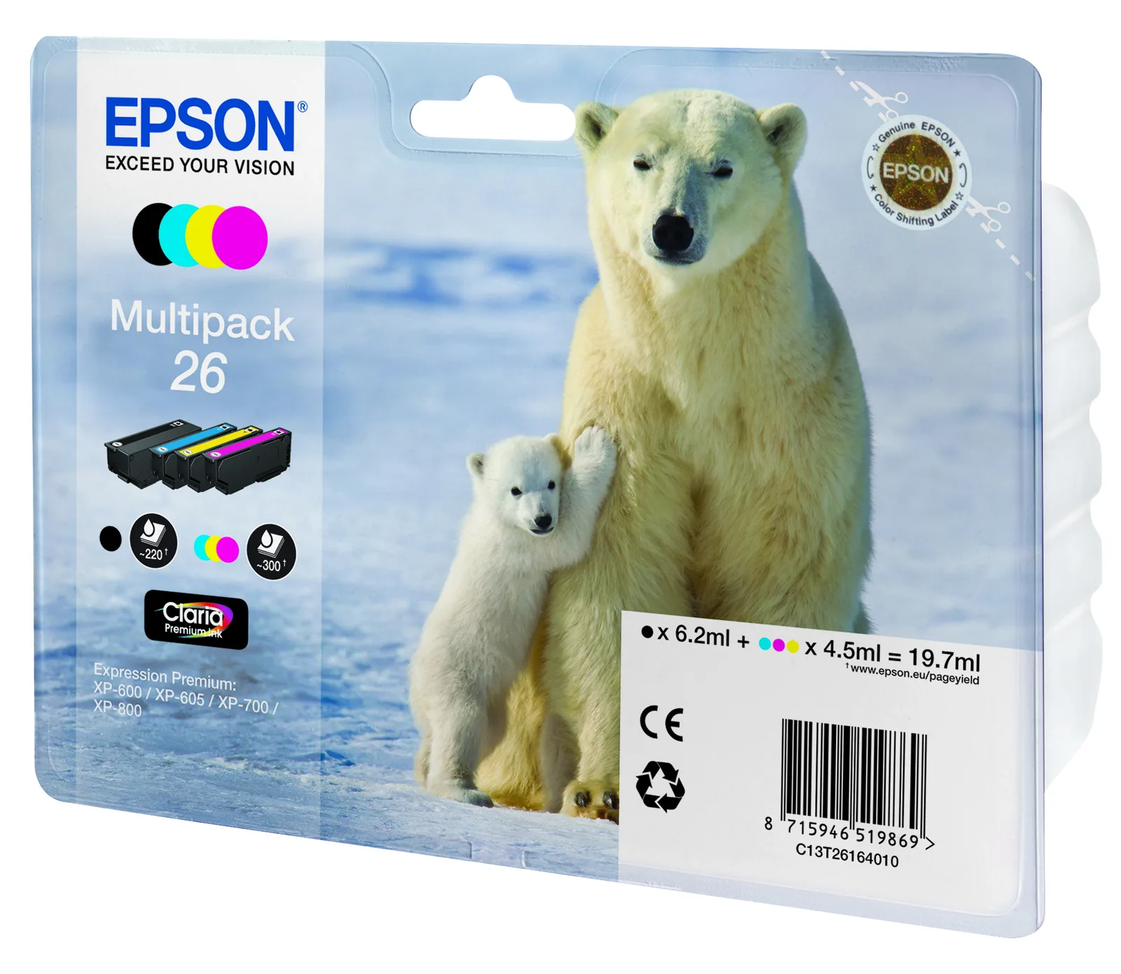Epson 26 Multipack - 4er-Pack - Schwarz, Gelb, Cyan, Magenta, Ansicht 2