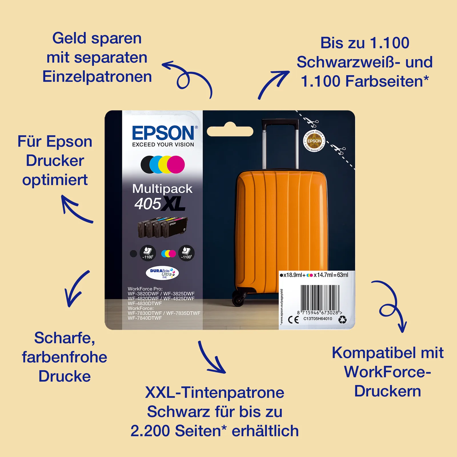 Epson 405 - 4er-Pack - Schwarz, Gelb, Cyan, Magenta, Ansicht 6