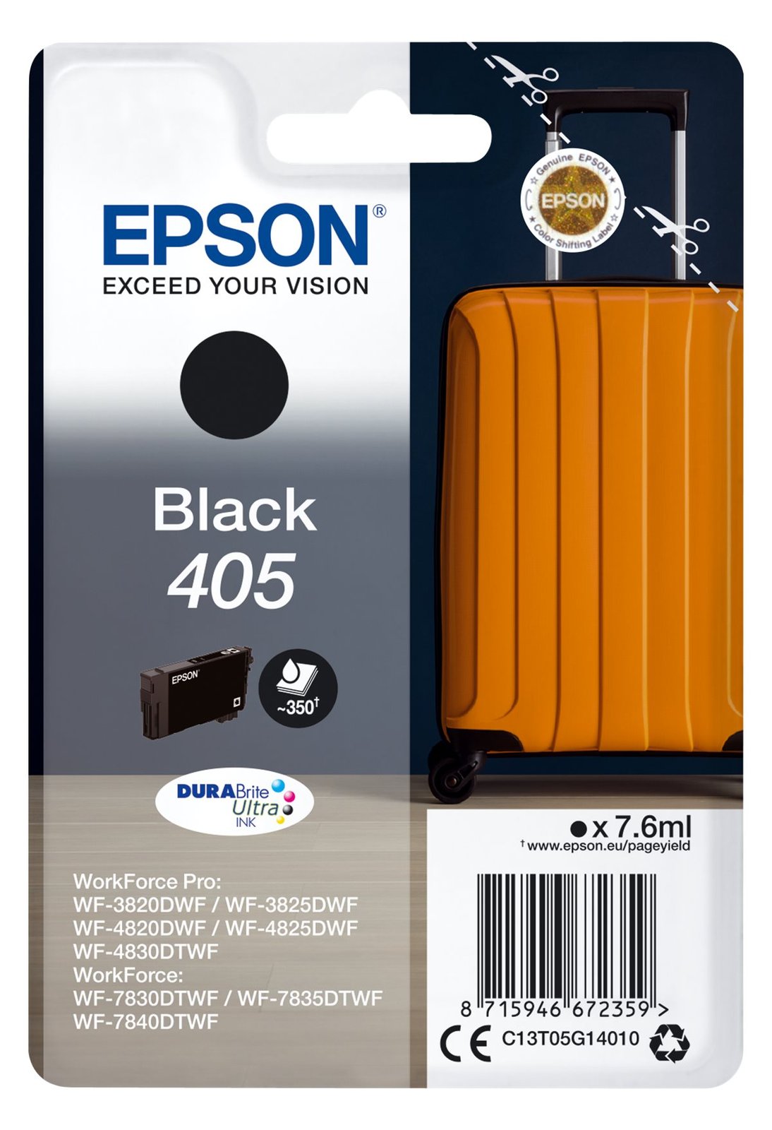 Epson 405 - 7.6 ml - Schwarz - original - Blister mit RF- / akustischem Alarmsignal von LumaTech