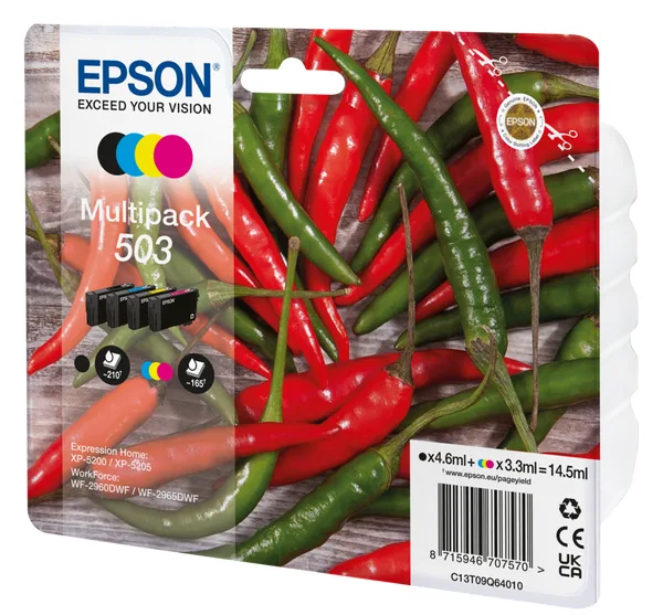Epson 503 Multipack - 4er-Pack - Schwarz, Gelb, Cyan, Magenta, Ansicht 3