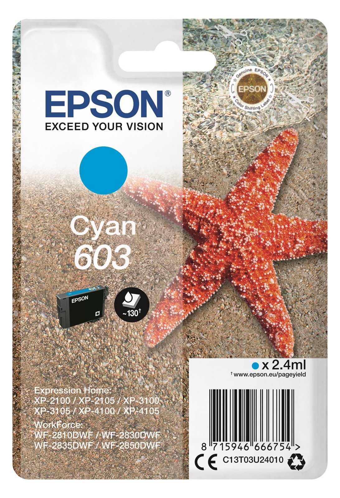 Epson 603 - 2.4 ml - Cyan - original - Blisterverpackung von LumaTech