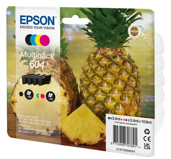 Epson 604 Multipack - 4er-Pack - Schwarz, Gelb, Cyan, Magenta, Ansicht 3