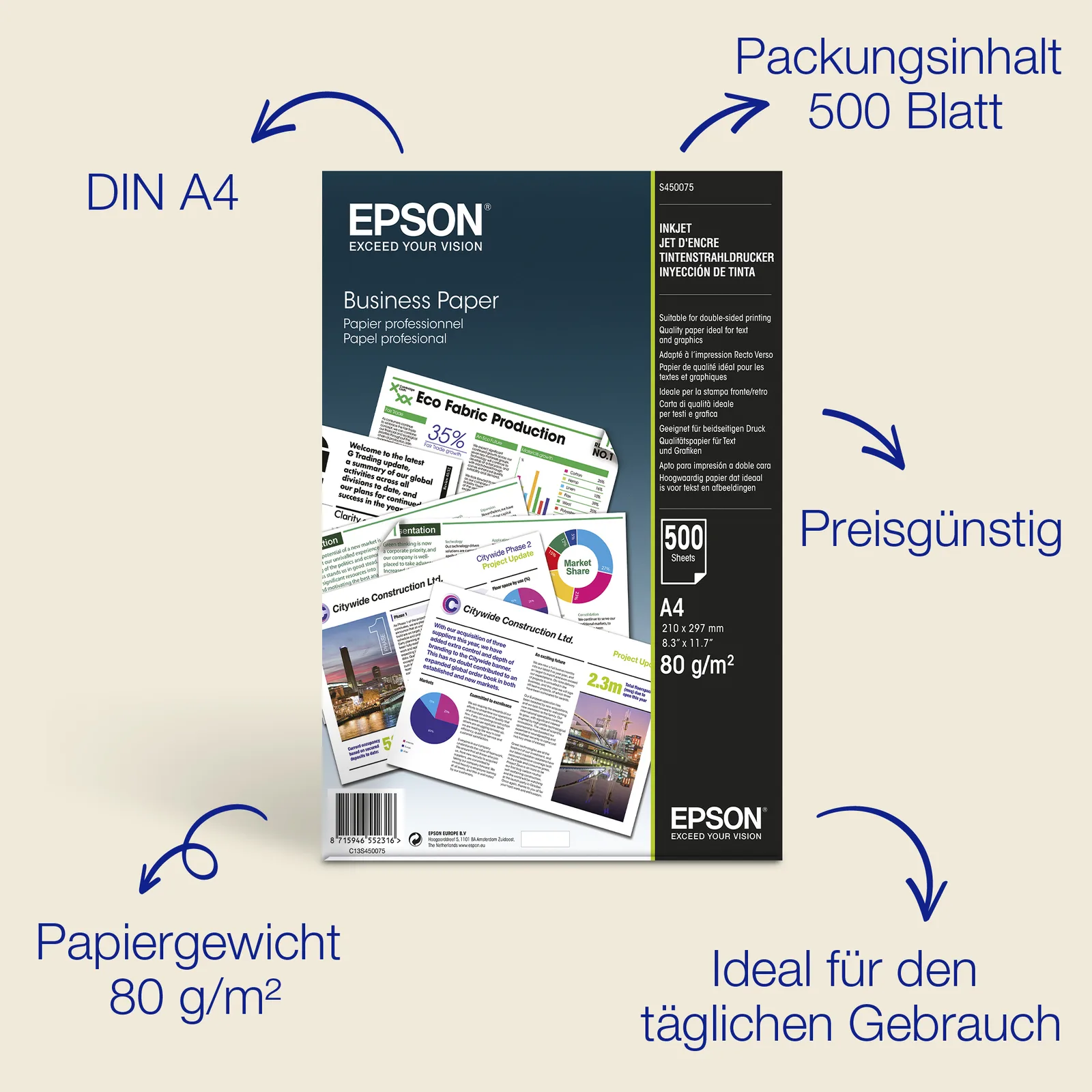 Epson Business Paper - A4 (210 x 297 mm) - 80 g/m², Ansicht 5